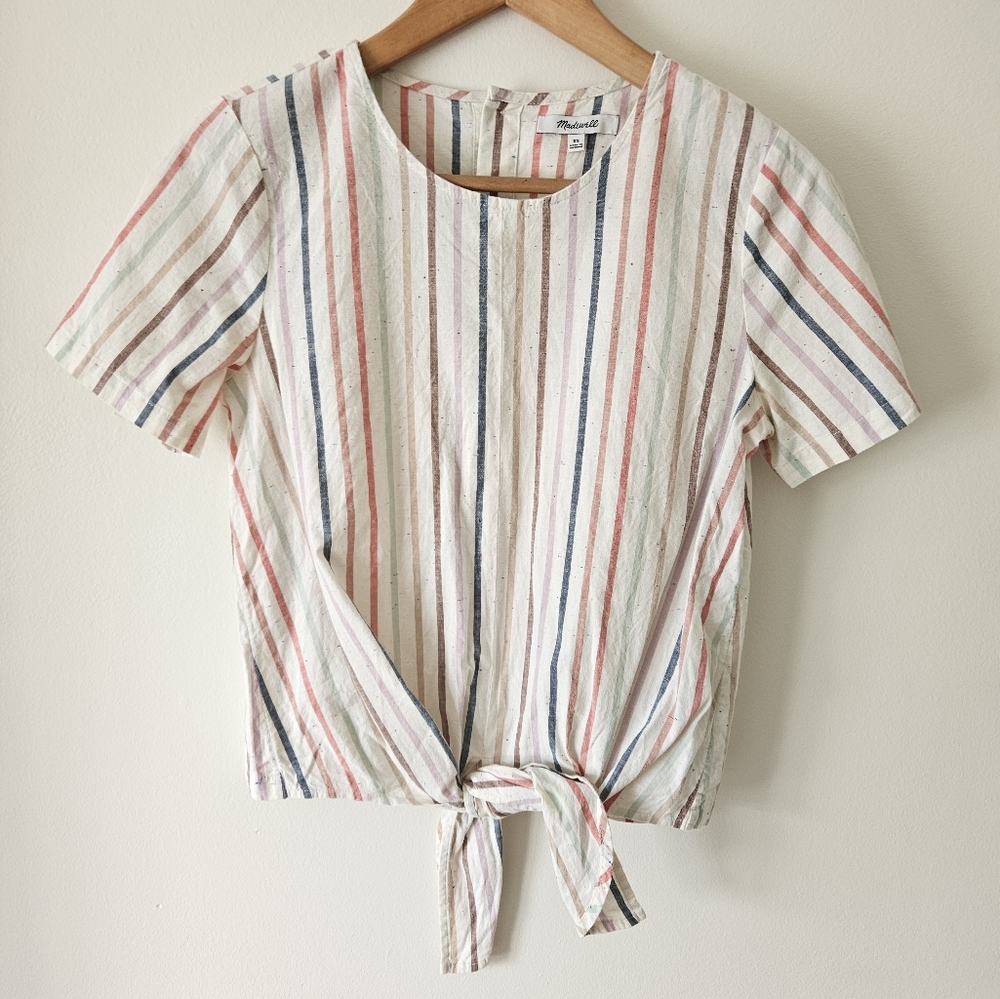 Madewell rainbow striped button back blouse